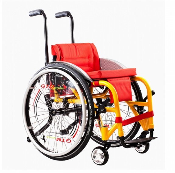 Wózek inwalidzki specjalny dla dzieci GTM Mobil czerwono-pomarańczowy